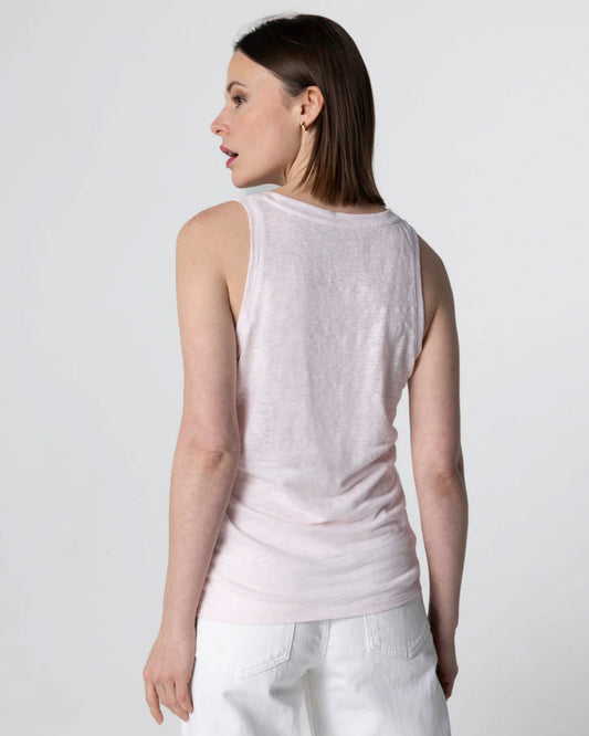 Majestic | Fitted Linen Tank - Cool Touch Crewneck Eau-De-Perie