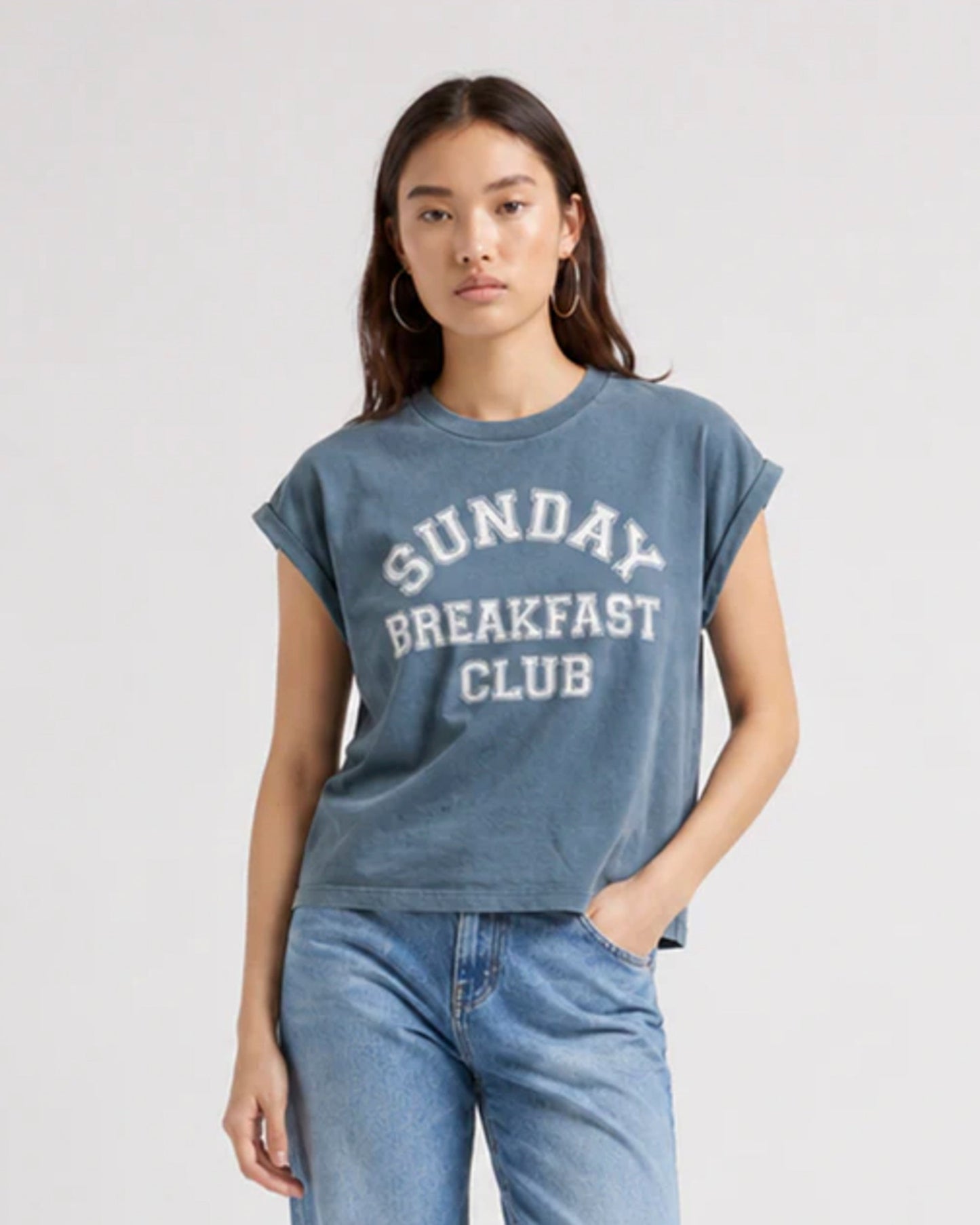 Bowery | Sunday Breakfast Club Oversized T-Shirt - Aegean Blue