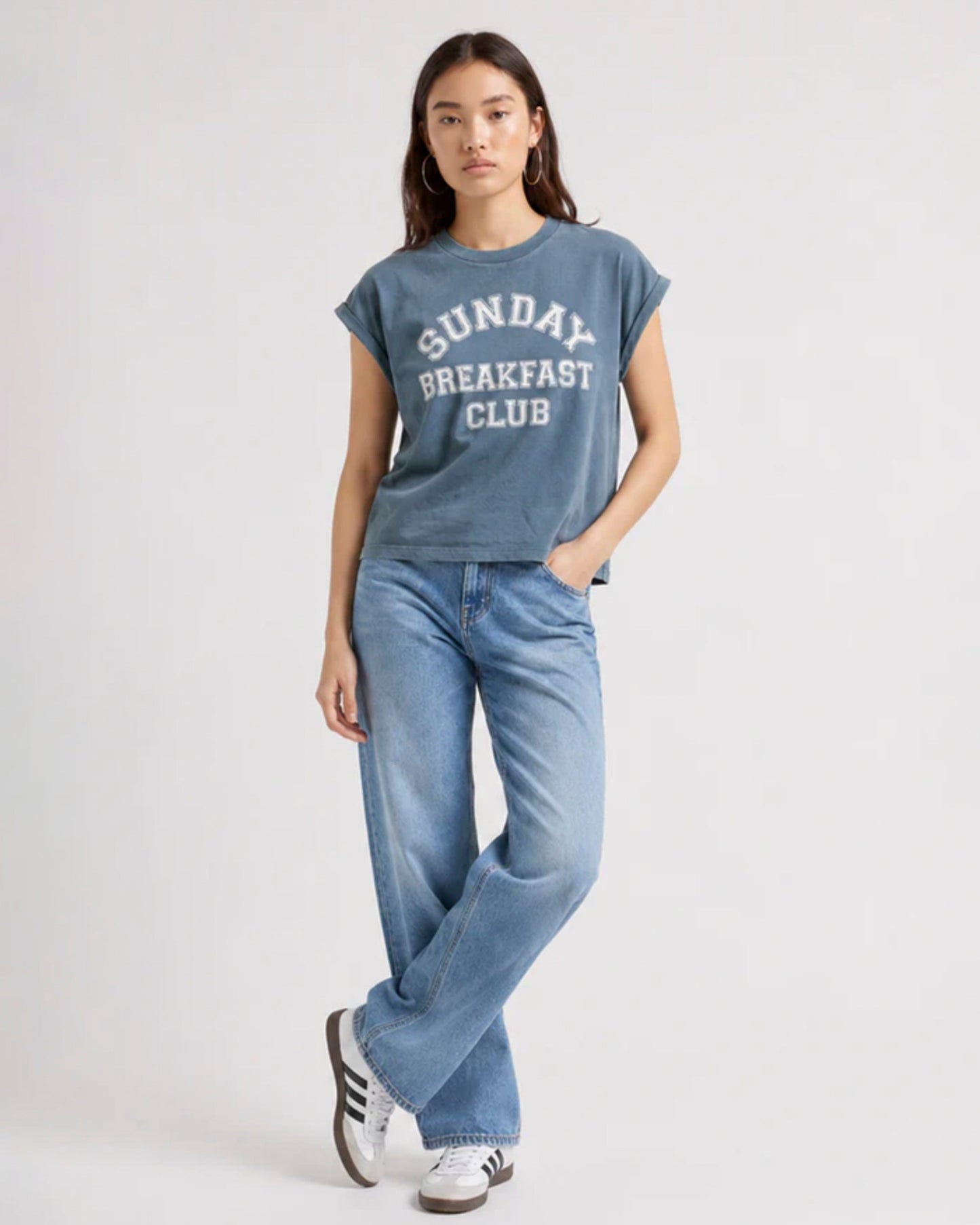 Bowery | Sunday Breakfast Club Oversized T-Shirt - Aegean Blue