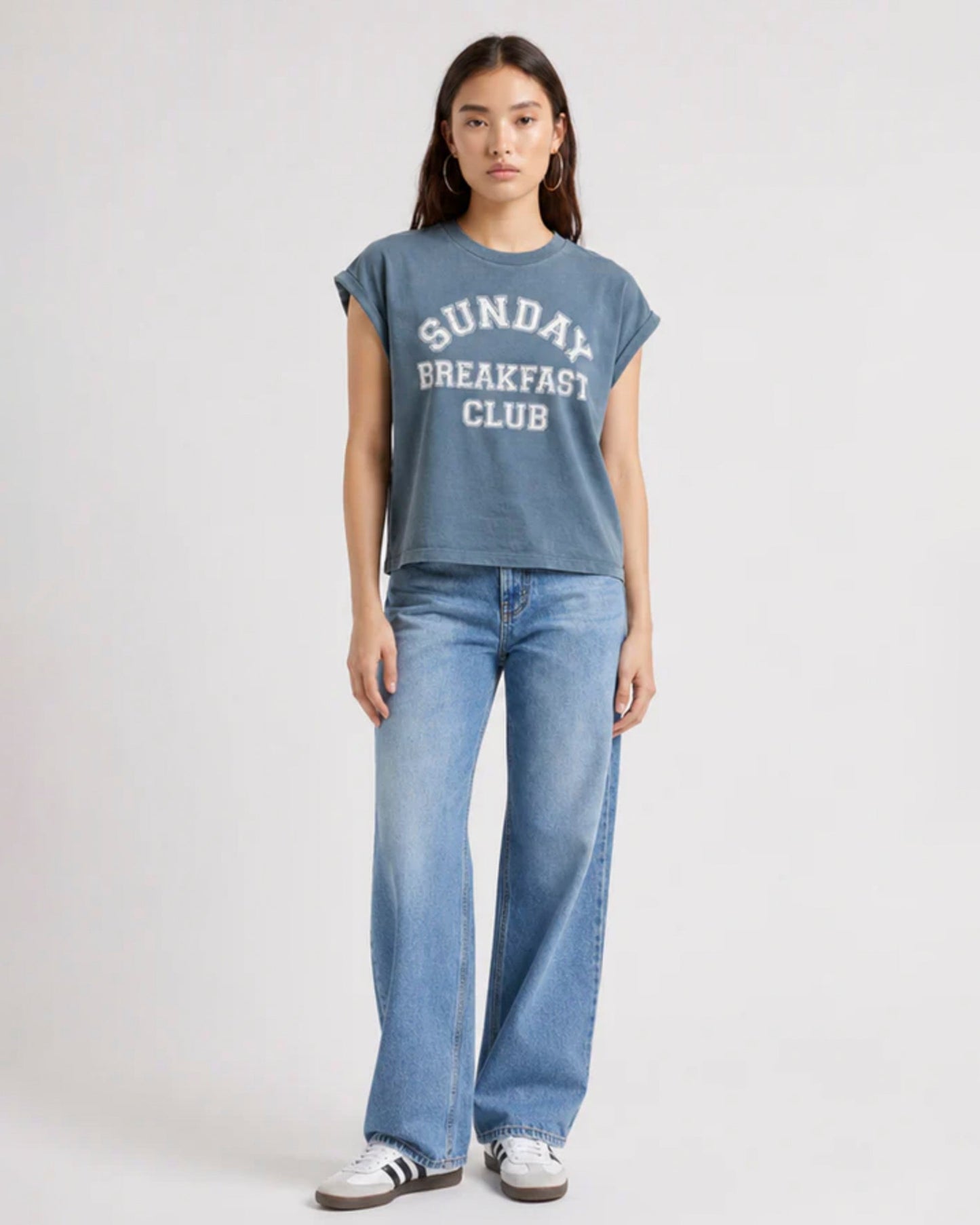 Bowery | Sunday Breakfast Club Oversized T-Shirt - Aegean Blue