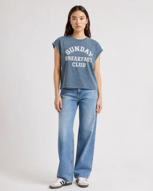 Bowery | Sunday Breakfast Club Oversized T-Shirt - Aegean Blue