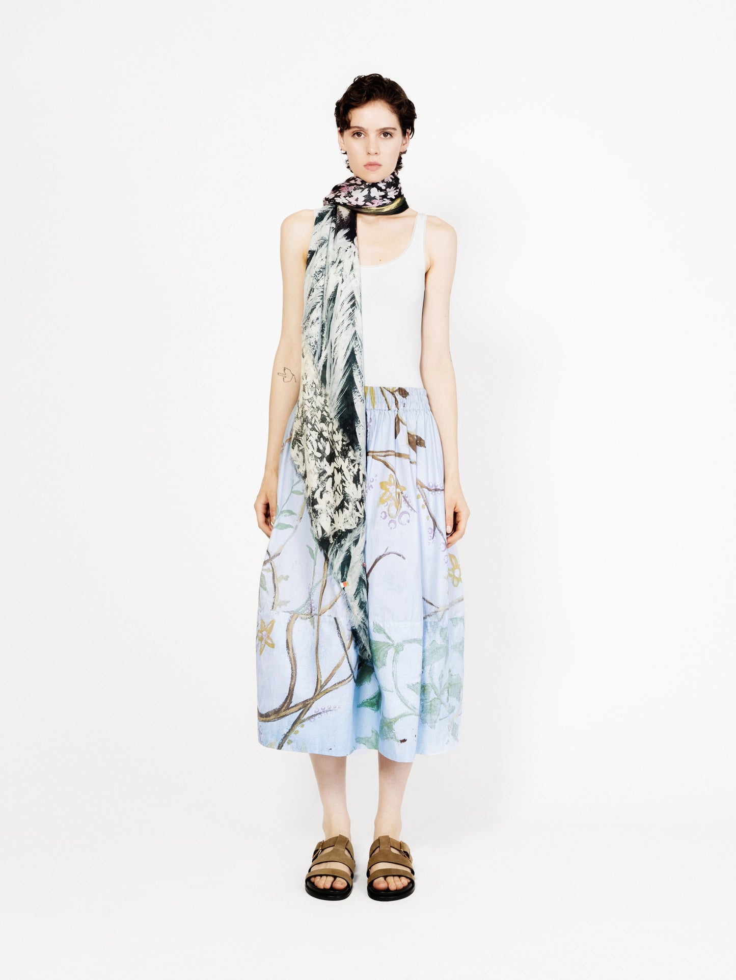 Talking Walls | Juju Isola-Blu Circle Midi Skirt - Crisp Cotton