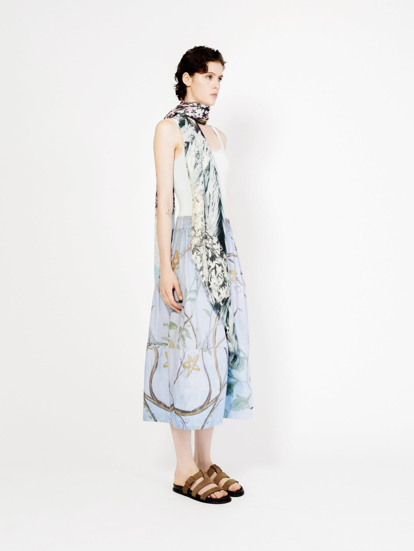 Talking Walls | Juju Isola-Blu Circle Midi Skirt - Crisp Cotton