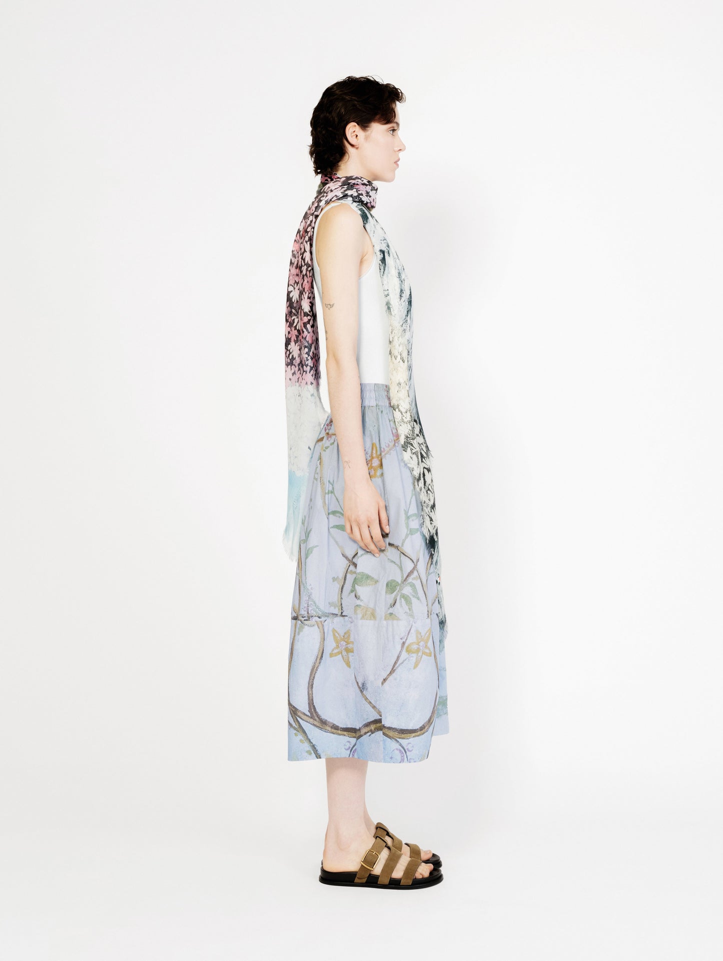 Talking Walls | Juju Isola-Blu Circle Midi Skirt - Crisp Cotton