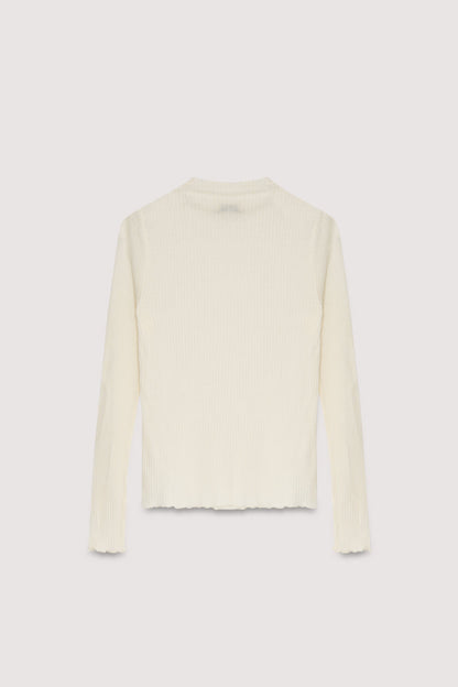 The New Society | Enea High-Neck Ribbed Tee - Moonlight-White