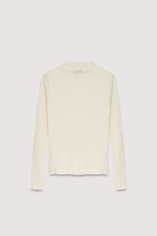The New Society | Enea High-Neck Ribbed Tee - Moonlight-White