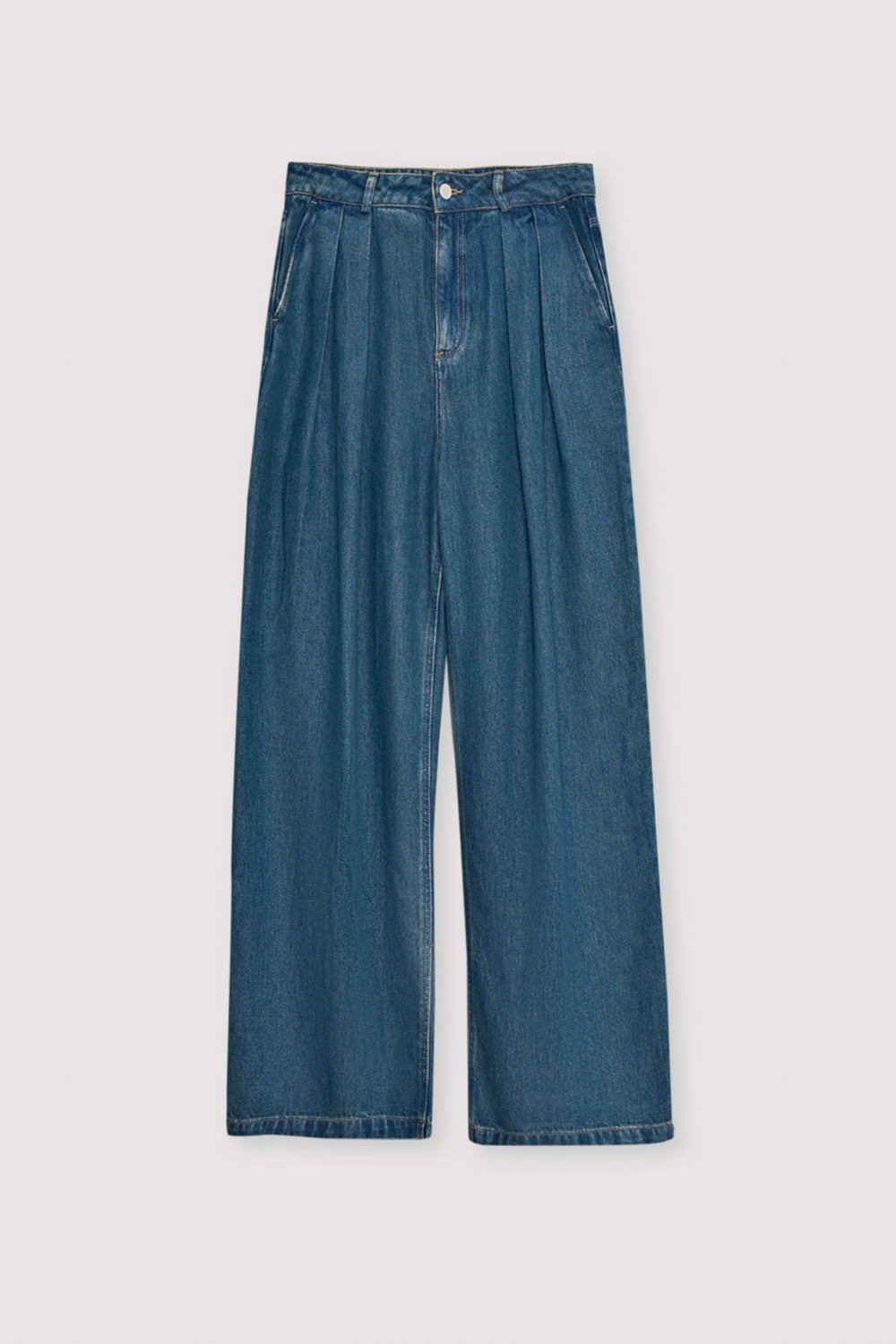 The New Society | Tencel Straight-Leg Pant in Blue-Denim