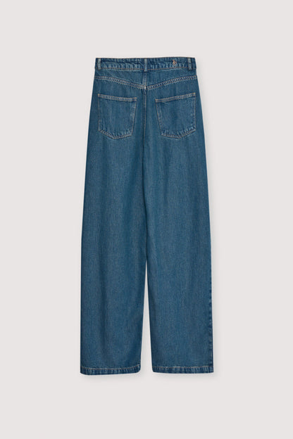 The New Society | Tencel Straight-Leg Pant in Blue-Denim
