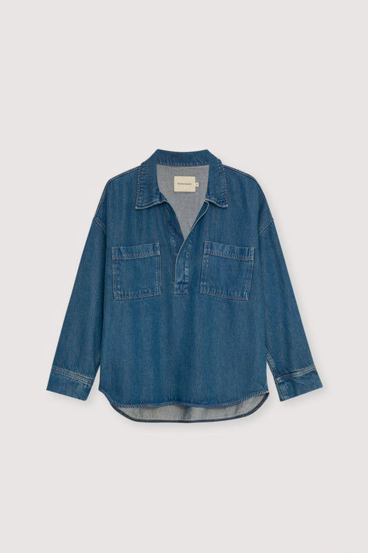 The New Society | Oversized Tencel Denim Shirt - Blue-Denim