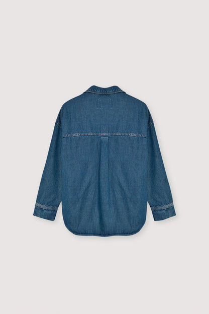 The New Society | Oversized Tencel Denim Shirt - Blue-Denim