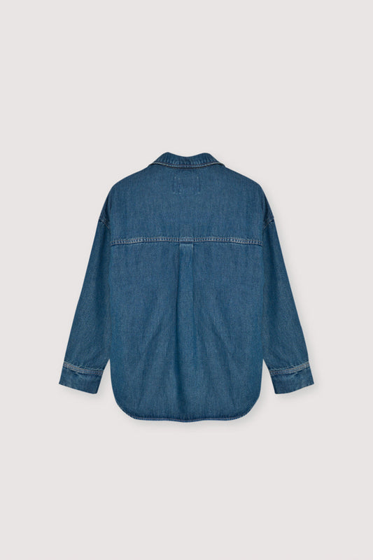 The New Society | Oversized Tencel Denim Shirt - Blue-Denim