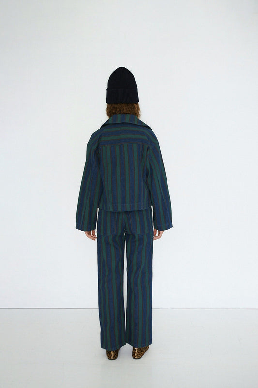 Aw25-643 Boxy Strip Jacke Stone