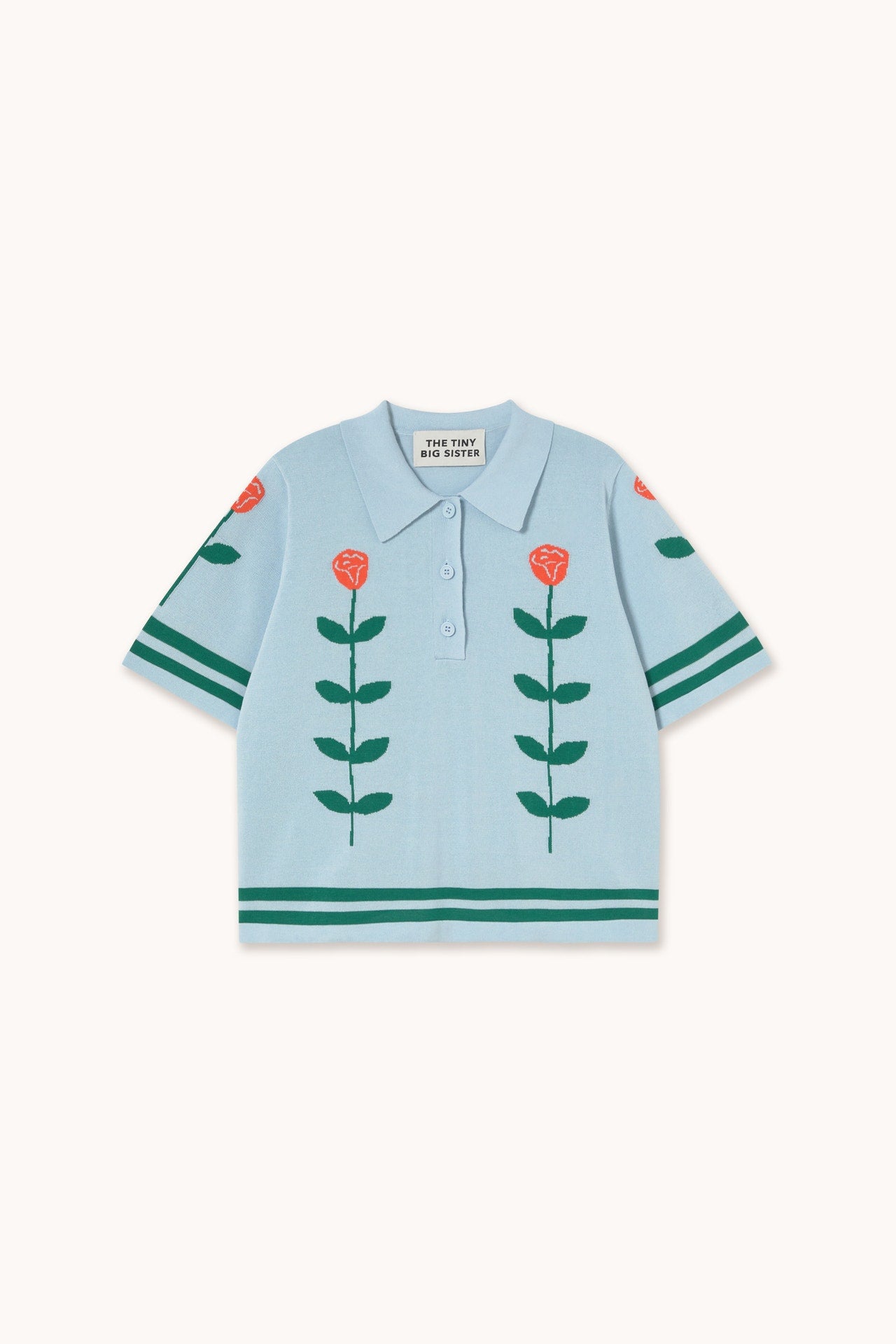 The Tiny Big Sister | Chloe Roses Polo - Light Blue