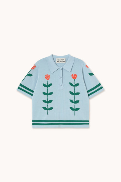 The Tiny Big Sister | Chloe Roses Polo - Light Blue
