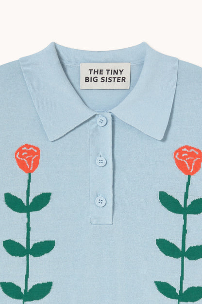The Tiny Big Sister | Chloe Roses Polo - Light Blue
