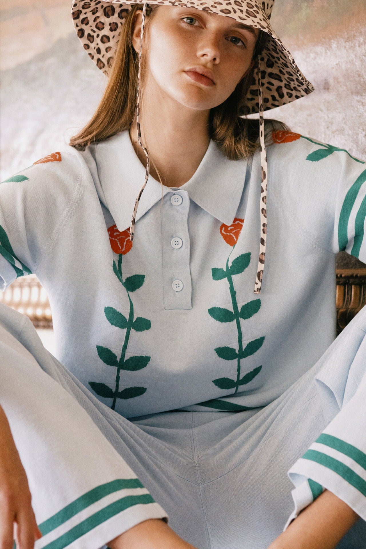 The Tiny Big Sister | Chloe Roses Polo - Light Blue
