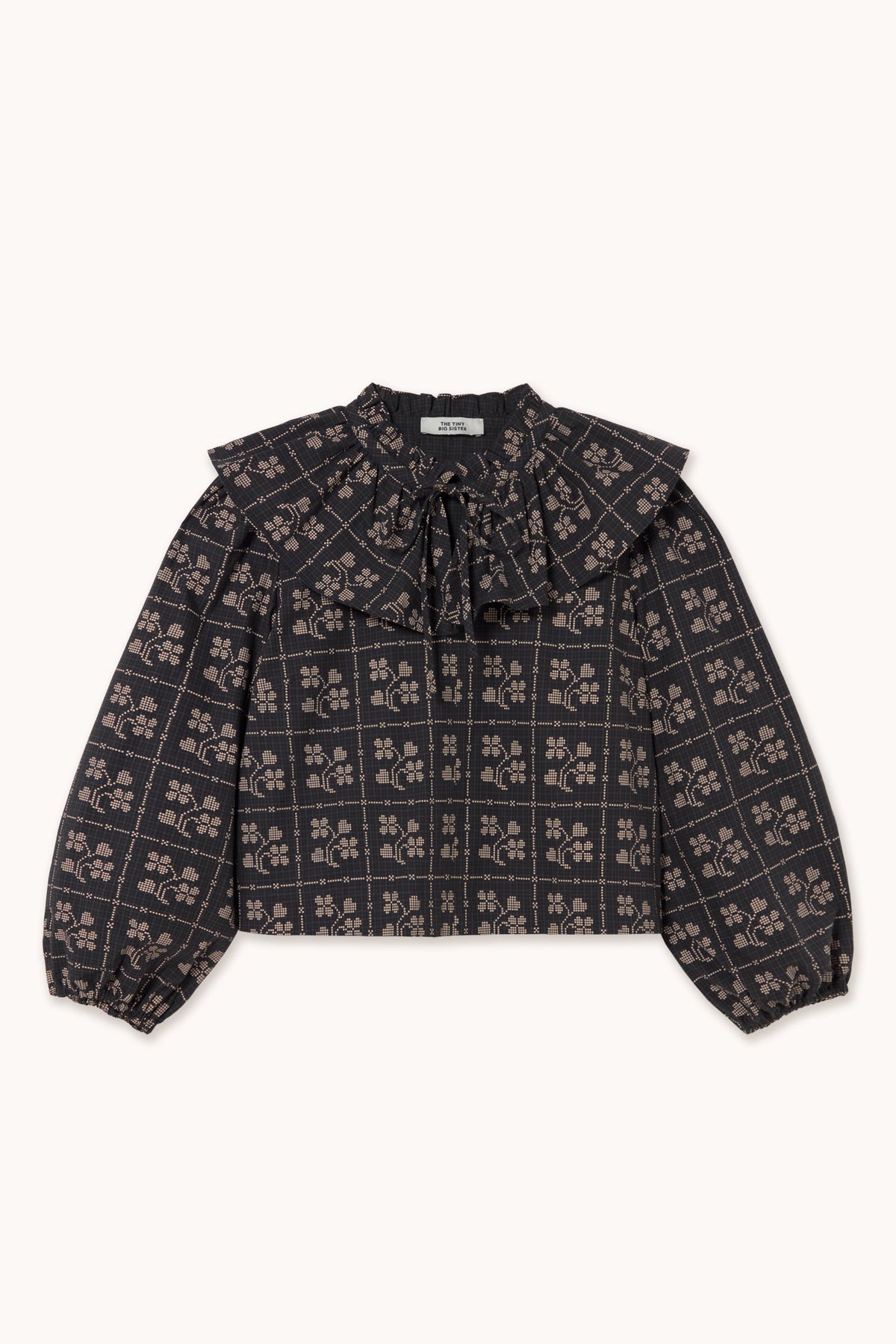 THE TINY BIG SISTER-669 DOTS FLOWERS BLOUSE-NAVY_01.jpg
