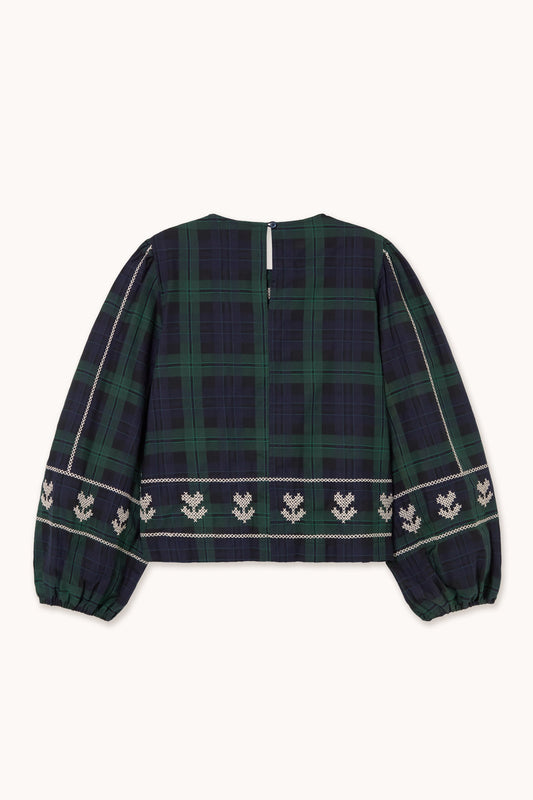 THE TINY BIG SISTER-669 EMB CHECK BLOUSE-NAVY DARK GREEN_02.jpg
