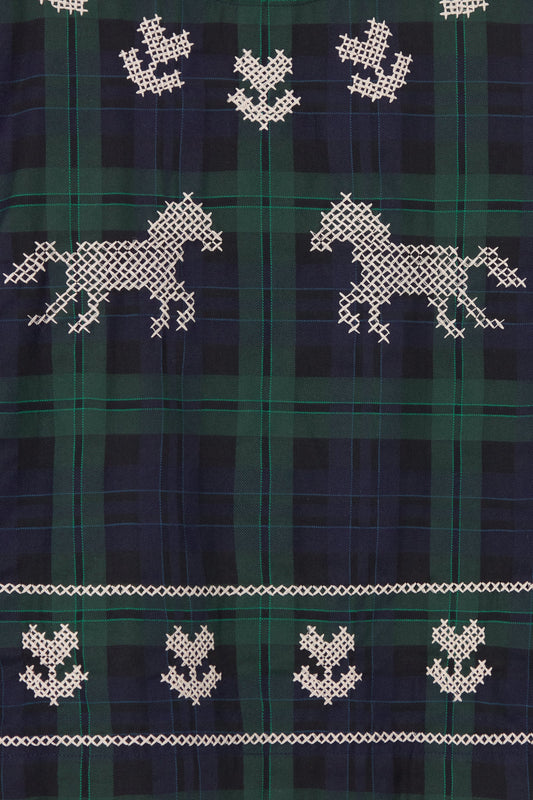 THE TINY BIG SISTER-669 EMB CHECK BLOUSE-NAVY DARK GREEN_03.jpg