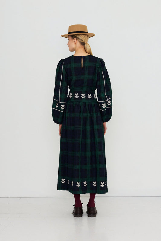 THE TINY BIG SISTER-669 EMB CHECK BLOUSE-NAVY DARK GREEN_05.jpg