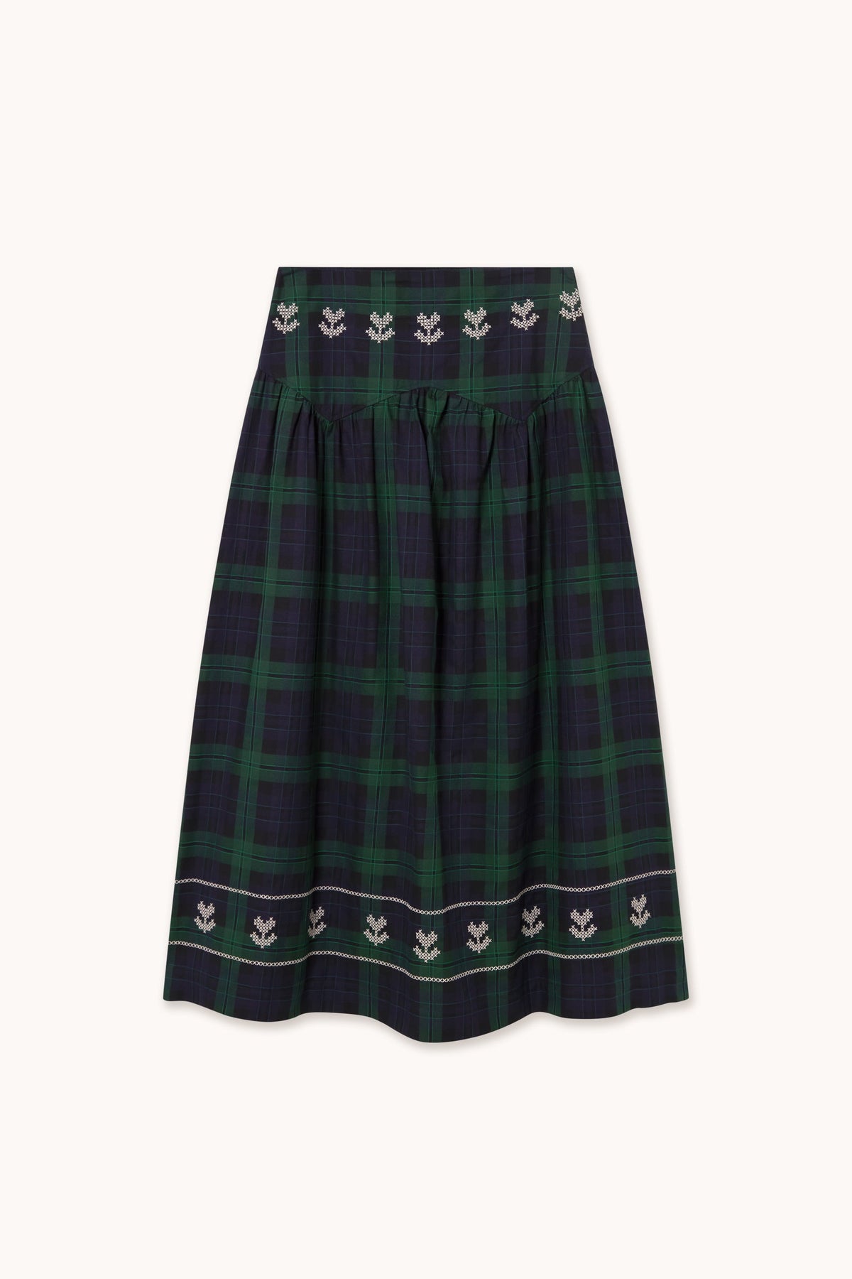 THE TINY BIG SISTER-669 EMB CHECK SKIRT-NAVY DARK GREEN_01.jpg