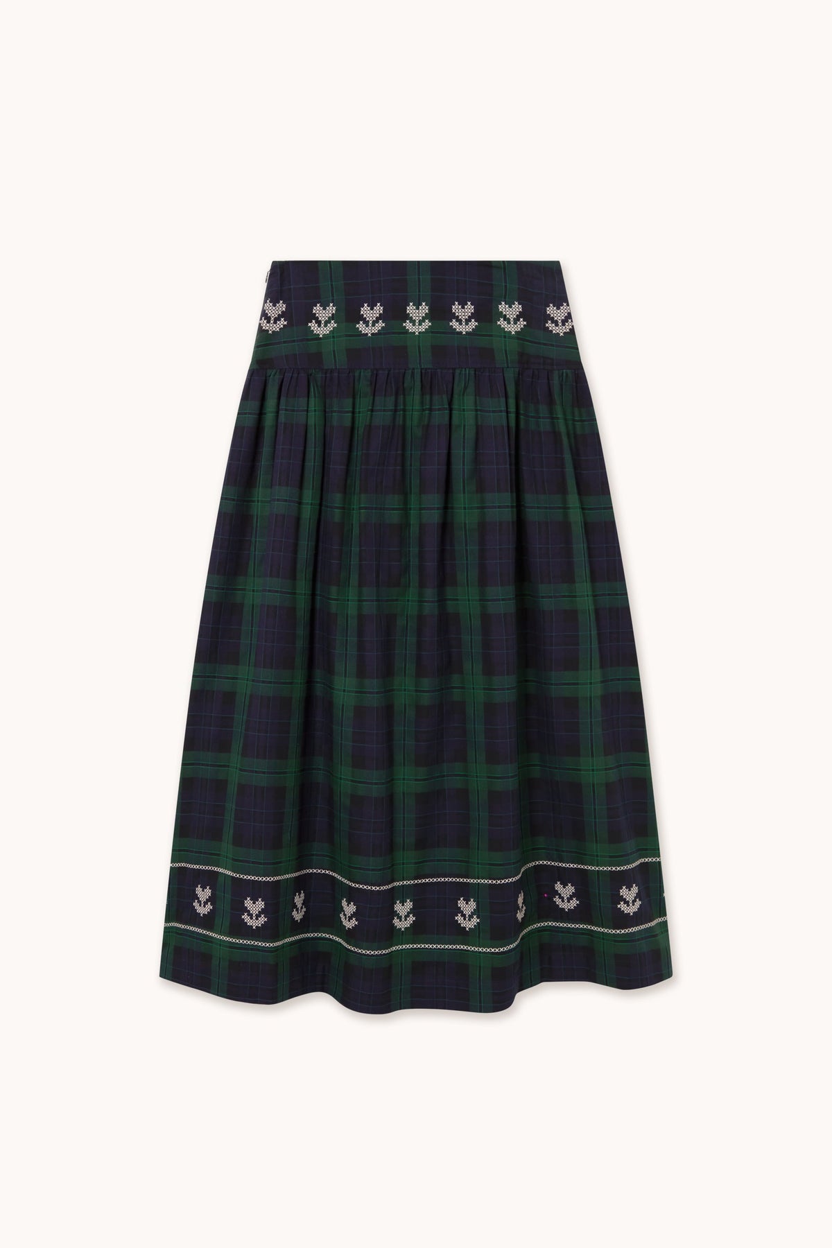 THE TINY BIG SISTER-669 EMB CHECK SKIRT-NAVY DARK GREEN_02.jpg