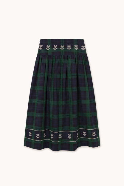 THE TINY BIG SISTER-669 EMB CHECK SKIRT-NAVY DARK GREEN_02.jpg