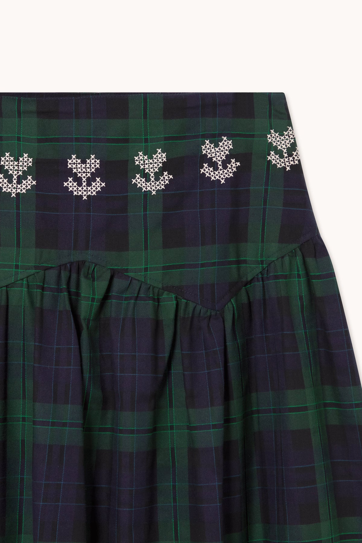 THE TINY BIG SISTER-669 EMB CHECK SKIRT-NAVY DARK GREEN_03.jpg