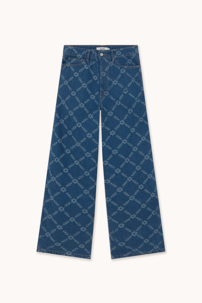 Aw25-746 Flower Grid Be D Light-Navy
