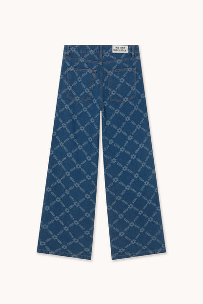 Aw25-746 Flower Grid Be D Light-Navy
