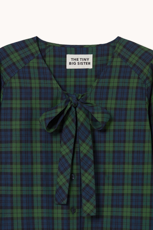 THE TINY BIG SISTER-669 GREEN CHECK BLOUSE-LIGHT NAVY_03.jpg