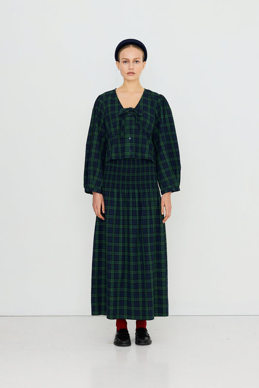 THE TINY BIG SISTER-669 GREEN CHECK BLOUSE-LIGHT NAVY_04.jpg