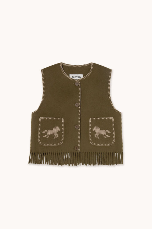 THE TINY BIG SISTER-669 HORSES EMB VEST-DARK KHAKI_01.jpg