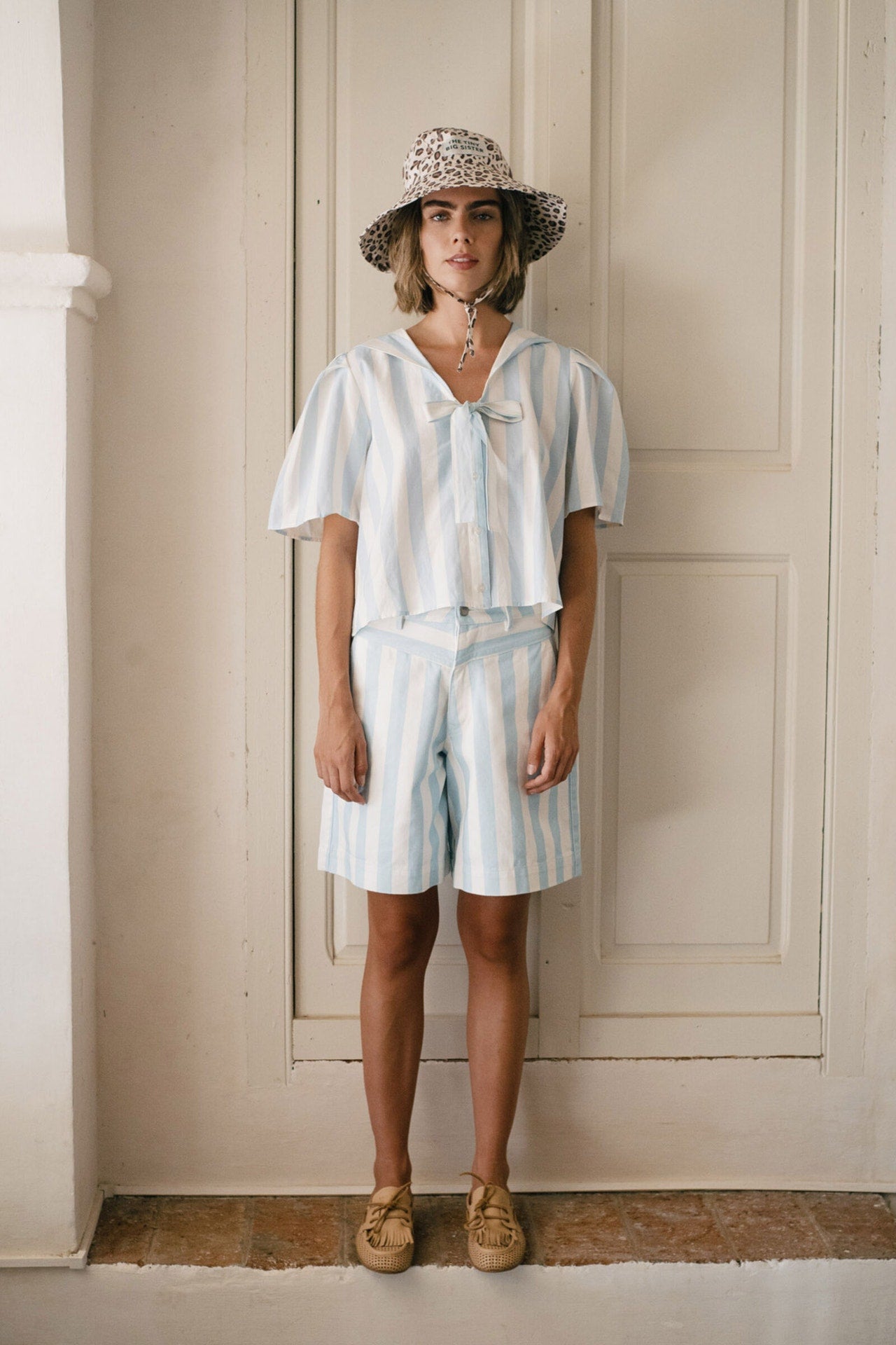 Blouse Sailor Neck Blou Pretty-Blue