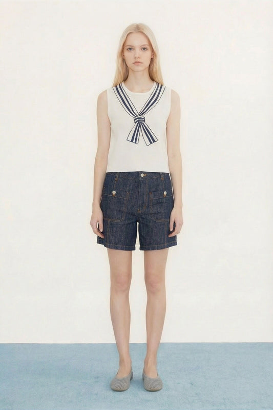 Blouse Scarf Top Off-White