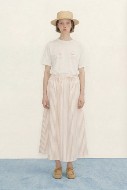 Skirt Stripes Bow Skir Off-White