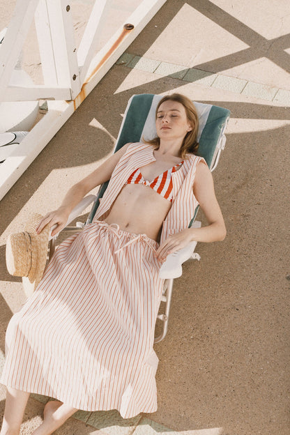 Skirt Stripes Bow Skir Off-White