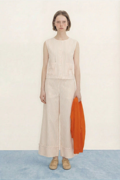 Gilet Stripes Bow Vest Off-White