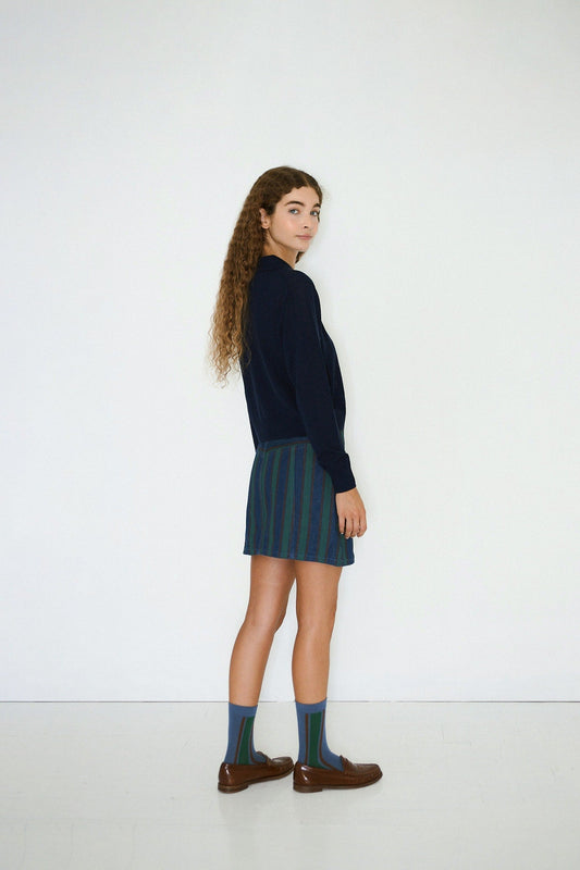 Aw25-645 Strip Mini Skirt Stone