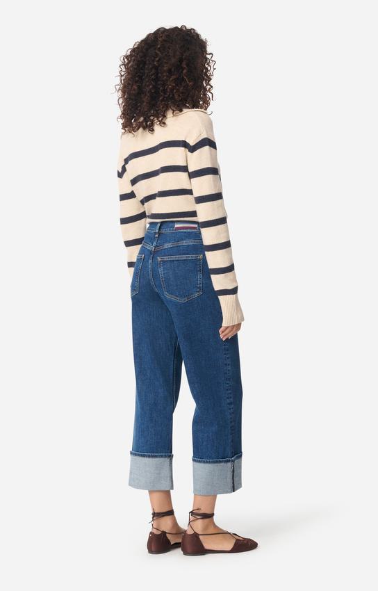 Vanessa Bruno | High-Waist Straight Leg Structured Denim Jeans - Blue Royal