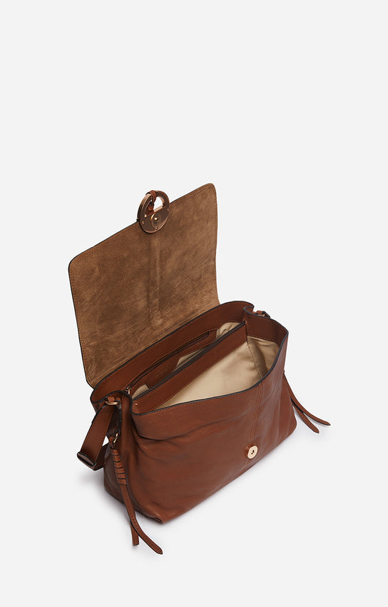 Vanessa Bruno | Othilia Shoulder Bag in Vegetable-Tanned Lambskin Havane