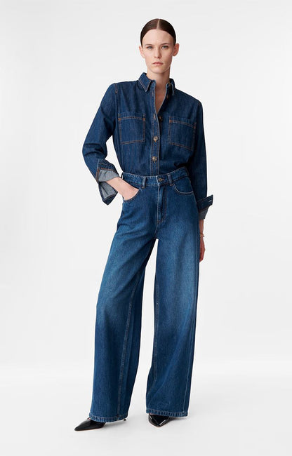 Vanessa Bruno | Bilbao High-Rise Wide-Leg Flare Jeans - Blue Royal