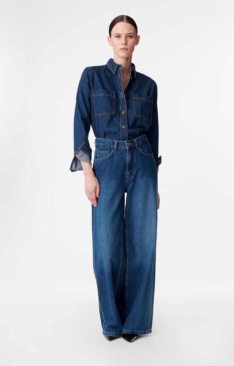 Vanessa Bruno | Bilbao High-Rise Wide-Leg Flare Jeans - Blue Royal
