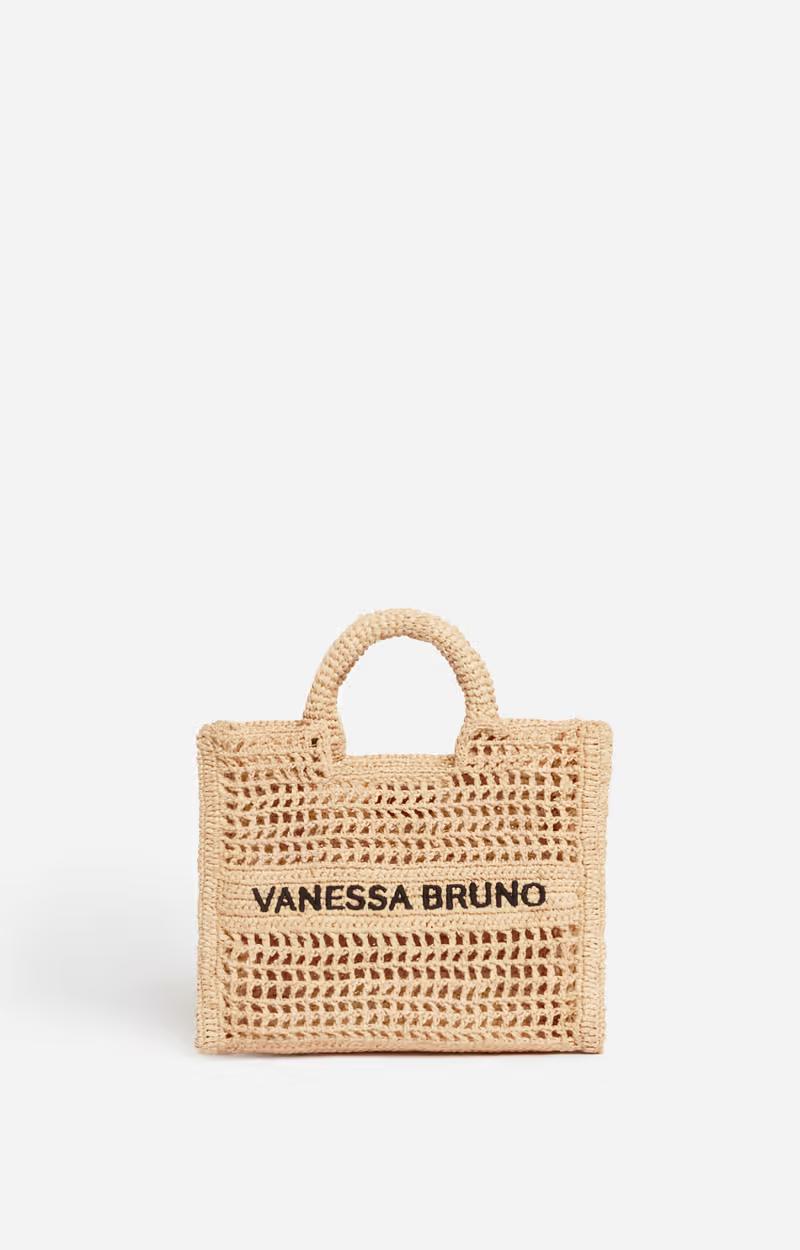 Vanessa Bruno | Beach Bag Panier - Embroidered Raffia Tote Sable-Noir
