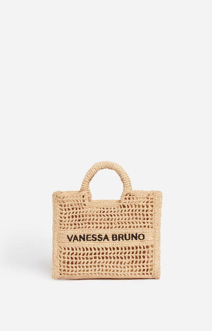 Vanessa Bruno | Beach Bag Panier - Embroidered Raffia Tote Sable-Noir