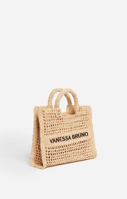 Vanessa Bruno | Beach Bag Panier - Embroidered Raffia Tote Sable-Noir
