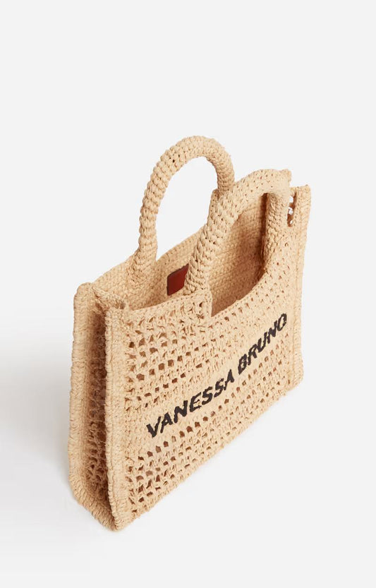 Vanessa Bruno | Beach Bag Panier - Embroidered Raffia Tote Sable-Noir