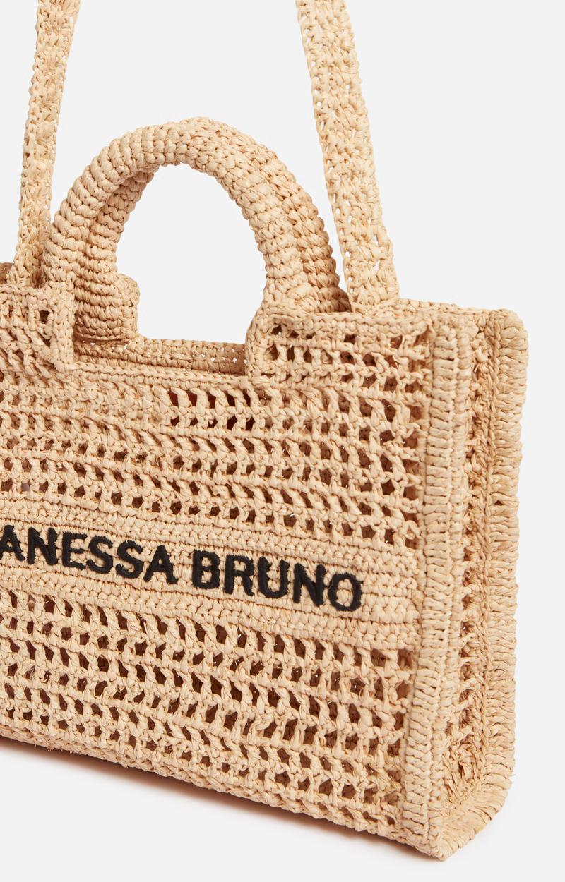 Vanessa Bruno | Beach Bag Panier - Embroidered Raffia Tote Sable-Noir