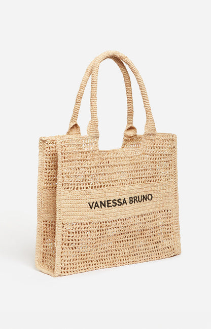 Vanessa Bruno | Crocheted Raffia Beach Bag - Sable-Noir
