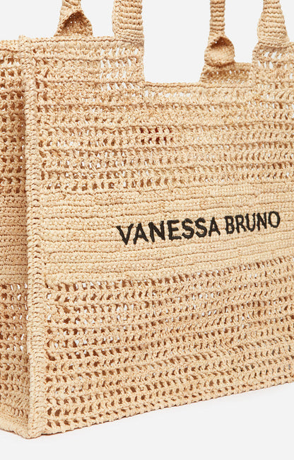 Vanessa Bruno | Crocheted Raffia Beach Bag - Sable-Noir